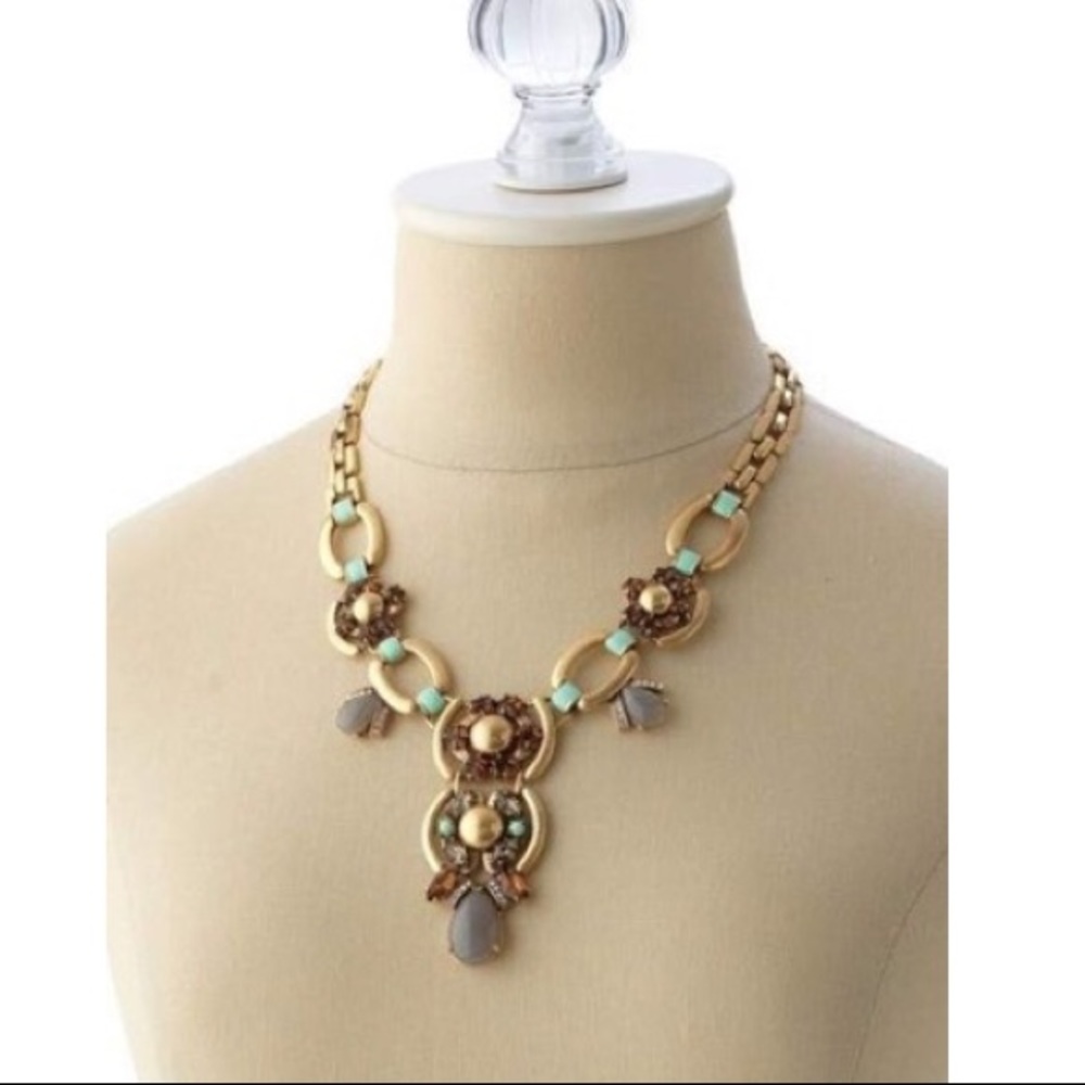 Stella & Dot | Mint/Cognac/Gray Gold Livvy NEW Statement Necklace - Picture 11 of 16